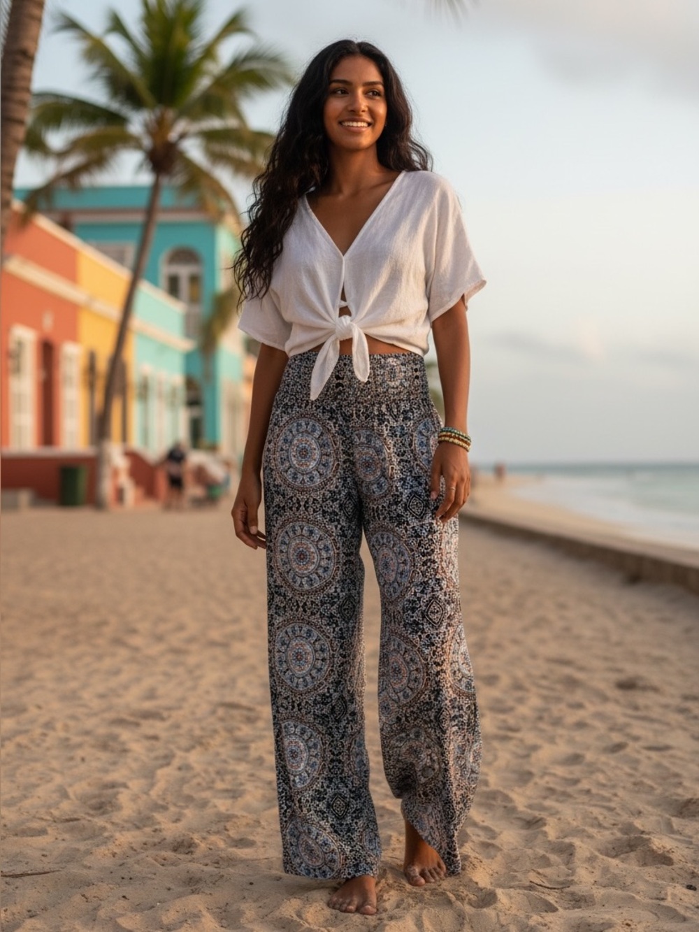 Printed Wide-Leg Palazzo Pants Multicolor s